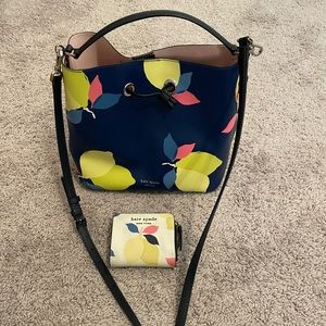 Kate Spade Lemon Bucket Bag and Matching Wallet